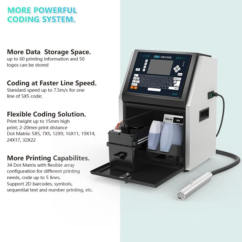Industrial Inkjet Printing Machine Cij Printer for Easy Operation Industrial (QBCODE-G2S)